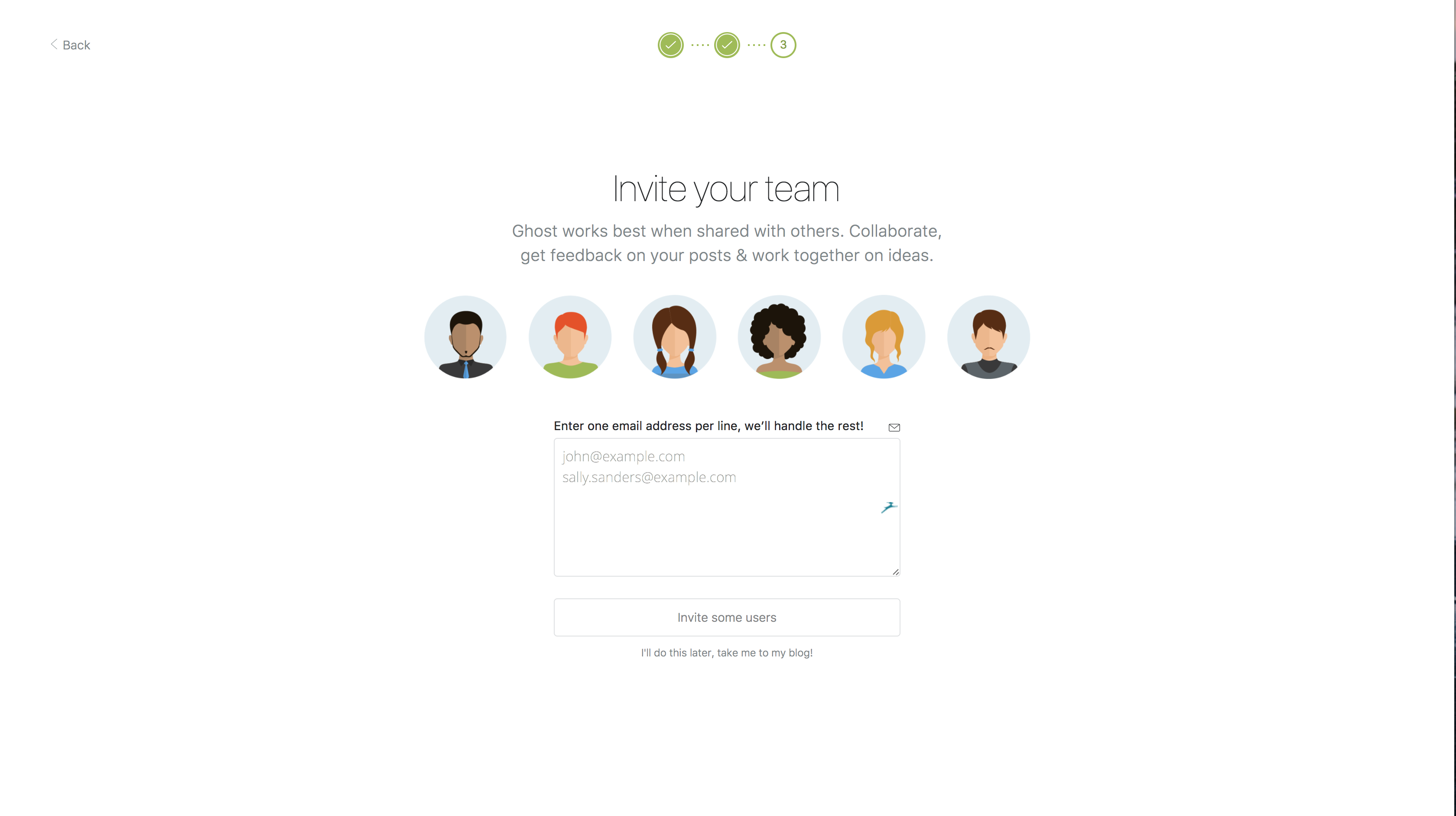 Invite collaborators Ghost invite friends