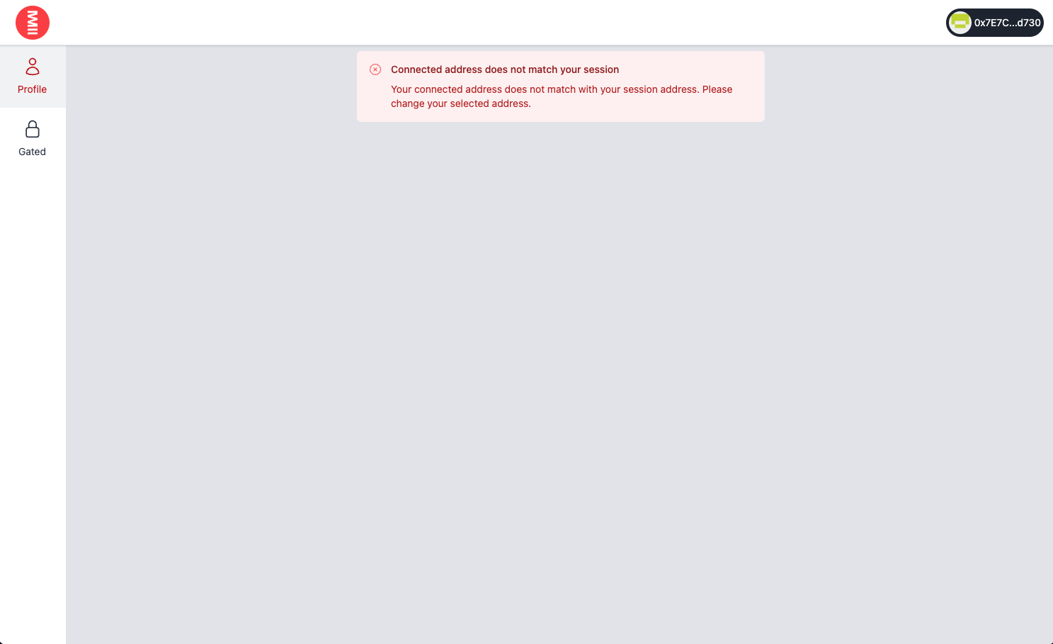 wrong address error screenshot