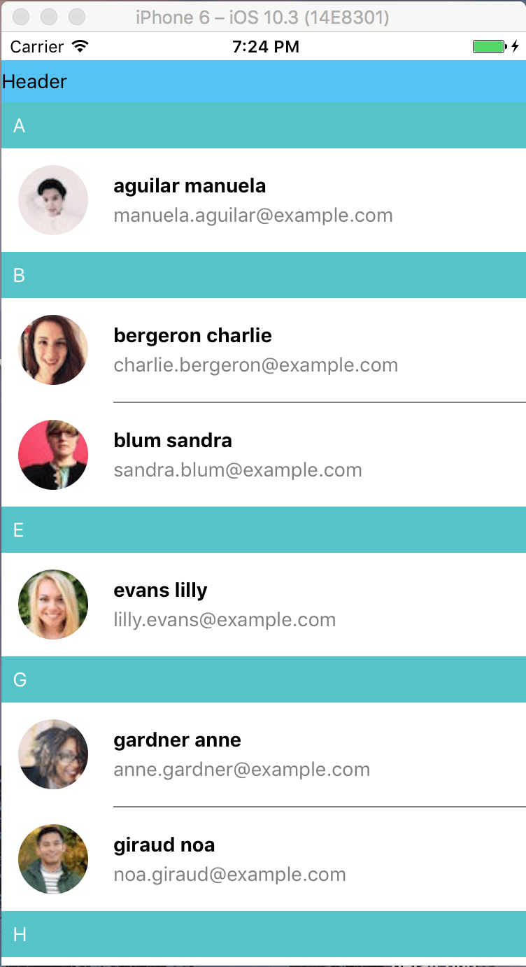 Section List React Native SectionList